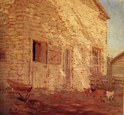 Grant Wood Old Stone and barn USA oil painting artist